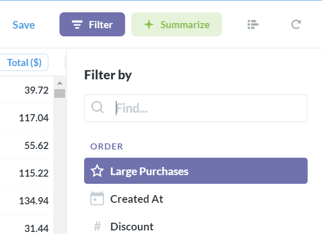 Açılır menüde segment