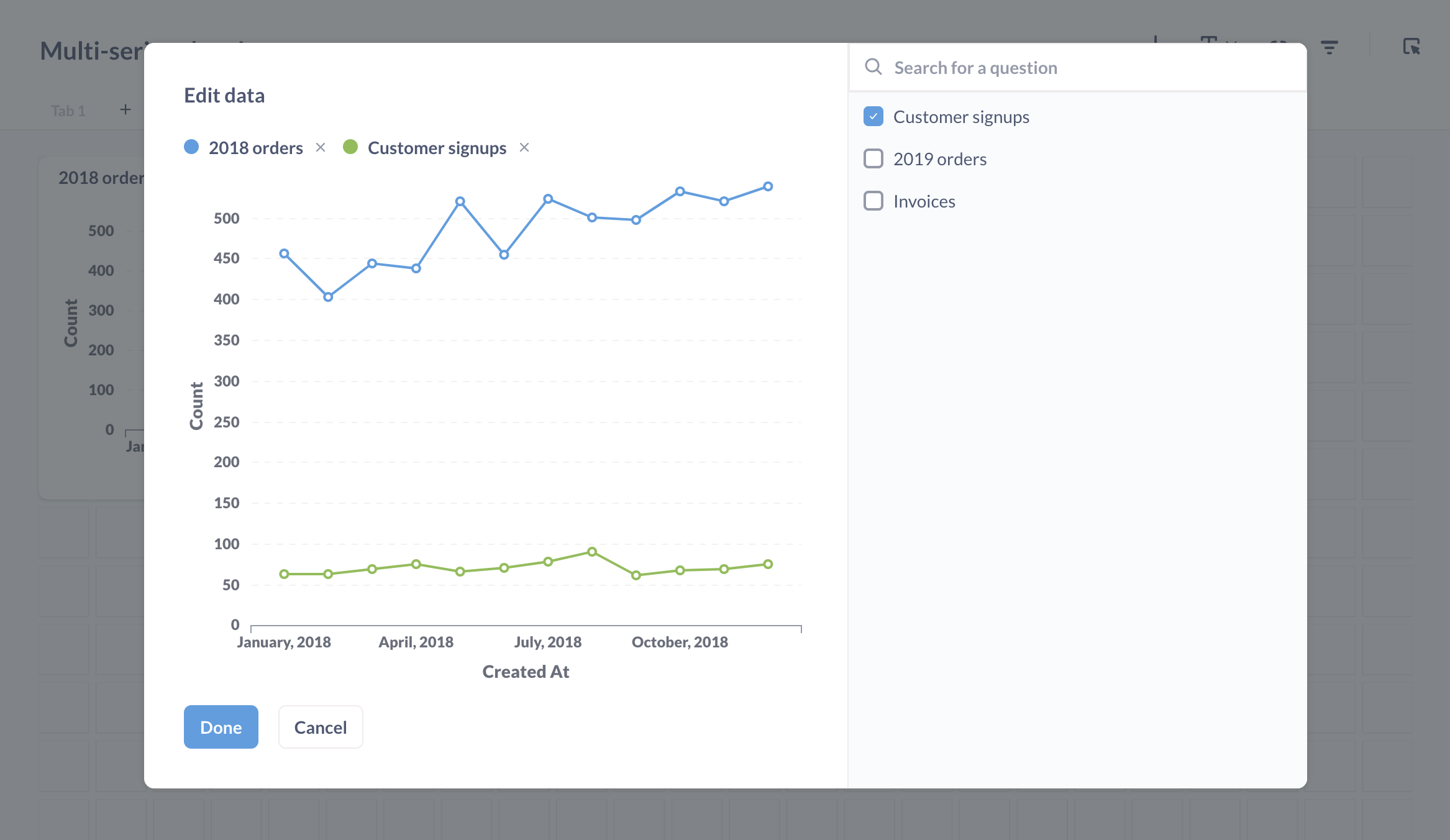 Çok serili düzenleme modalı