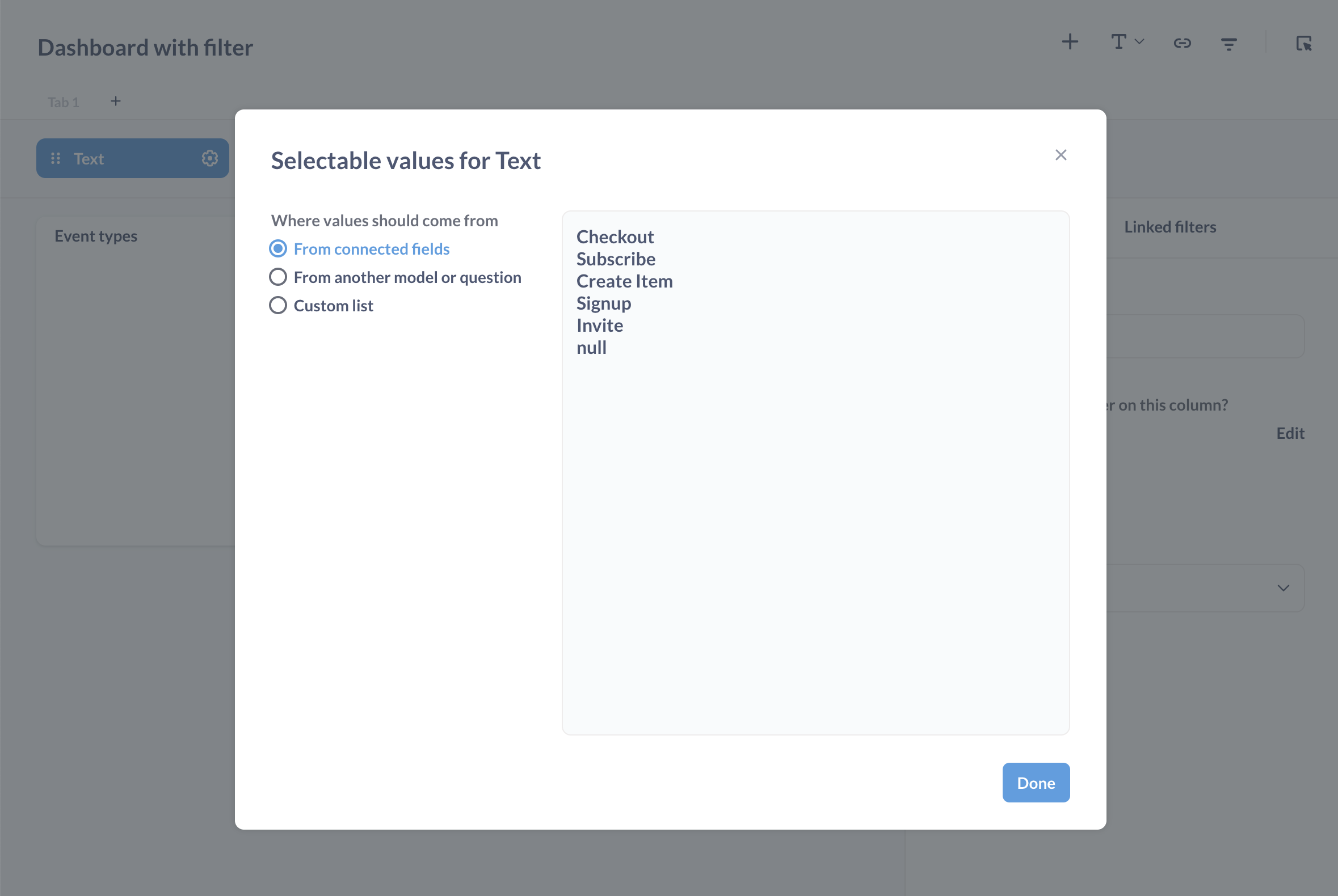 Seçilebilir değerler